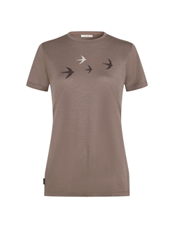 Icebreaker Women's Merino 150 Tech Lite SS Tee BIRD TRANSIT - Porcini - Kortærmet uldtrøje